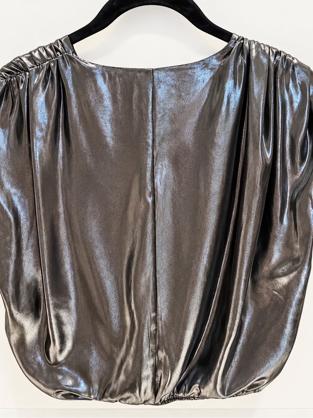 Express Metallic Gunmetal Wrap Crop Top - Picture 2 of 2